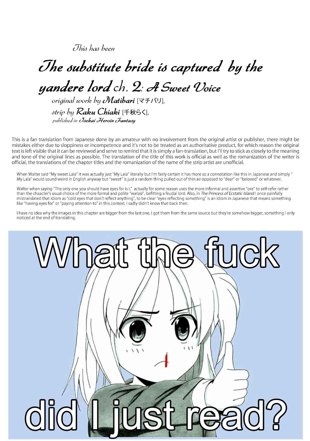 Page 39 Chapter 2 Migawari no Hanayome wa Yandere Ryoushu ni Torawareru