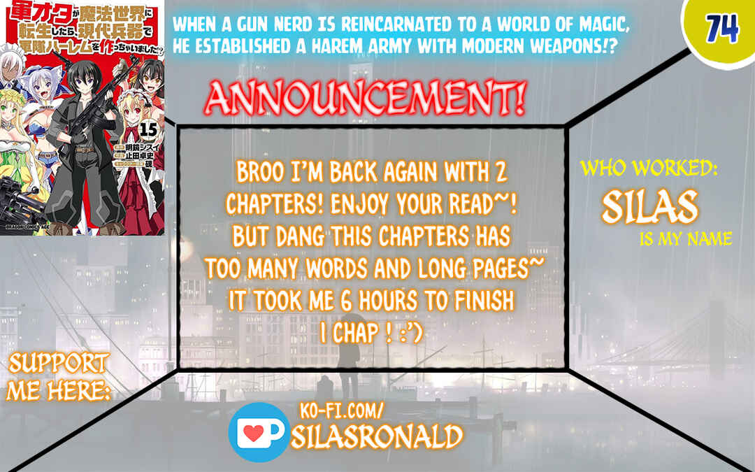 Page 1 Chapter 74 Gun-Ota ga Mahou Sekai ni Tensei shitara, Gendai Heiki de Guntai Harem wo Tsukucchaimashita!?