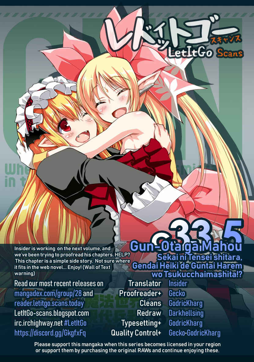 Page 1 Chapter 33.5 Gun-Ota ga Mahou Sekai ni Tensei shitara, Gendai Heiki de Guntai Harem wo Tsukucchaimashita!?