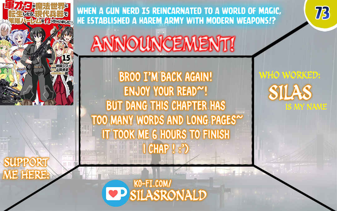 Page 1 Chapter 73 Gun-Ota ga Mahou Sekai ni Tensei shitara, Gendai Heiki de Guntai Harem wo Tsukucchaimashita!?