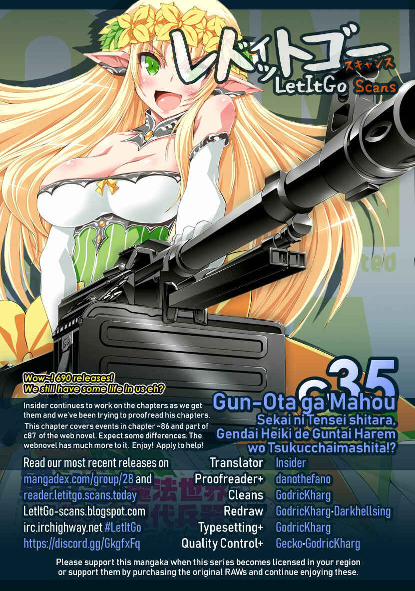 Page 1 Chapter 35 Gun-Ota ga Mahou Sekai ni Tensei shitara, Gendai Heiki de Guntai Harem wo Tsukucchaimashita!?
