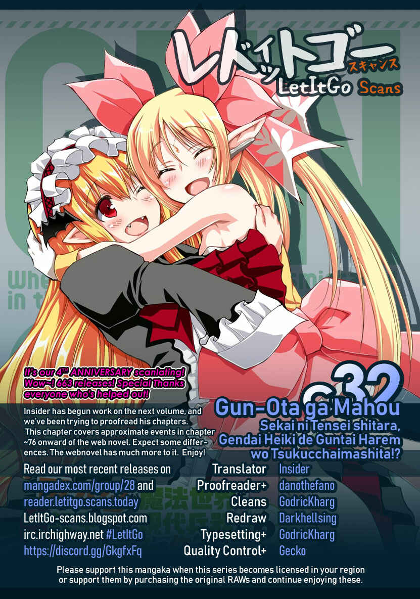 Page 1 Chapter 32 Gun-Ota ga Mahou Sekai ni Tensei shitara, Gendai Heiki de Guntai Harem wo Tsukucchaimashita!?