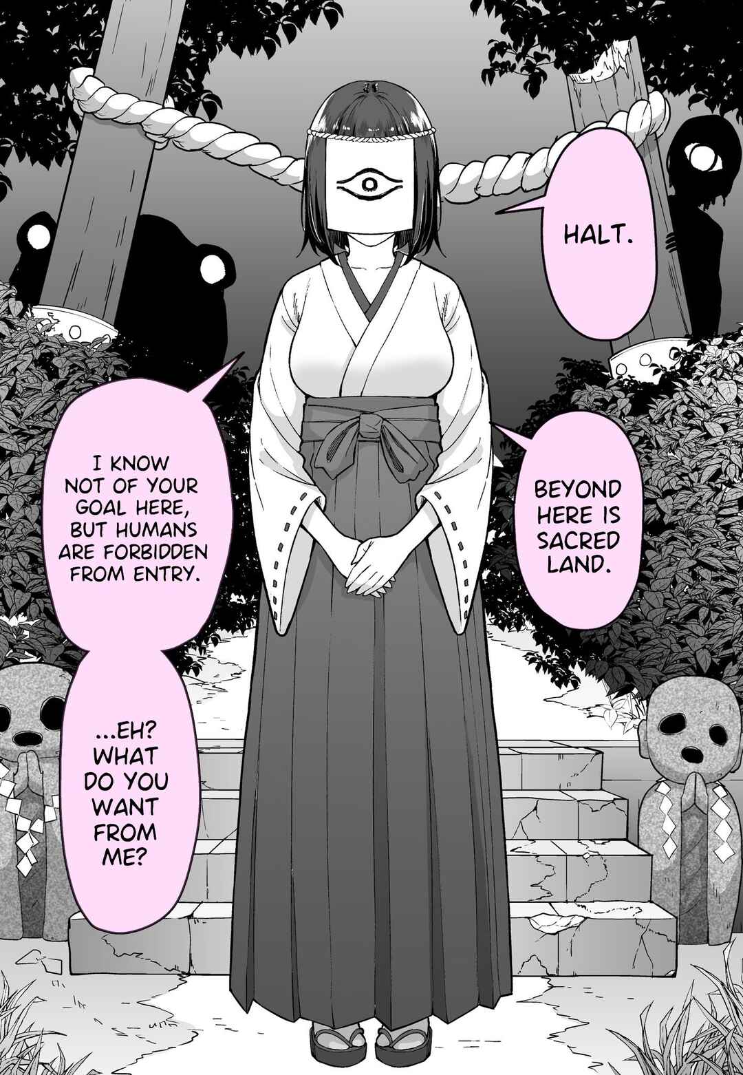Page 1 Chapter Unknown_1dbf I Went to Meet the Shrine Maiden Who Protected the Sacred Land...