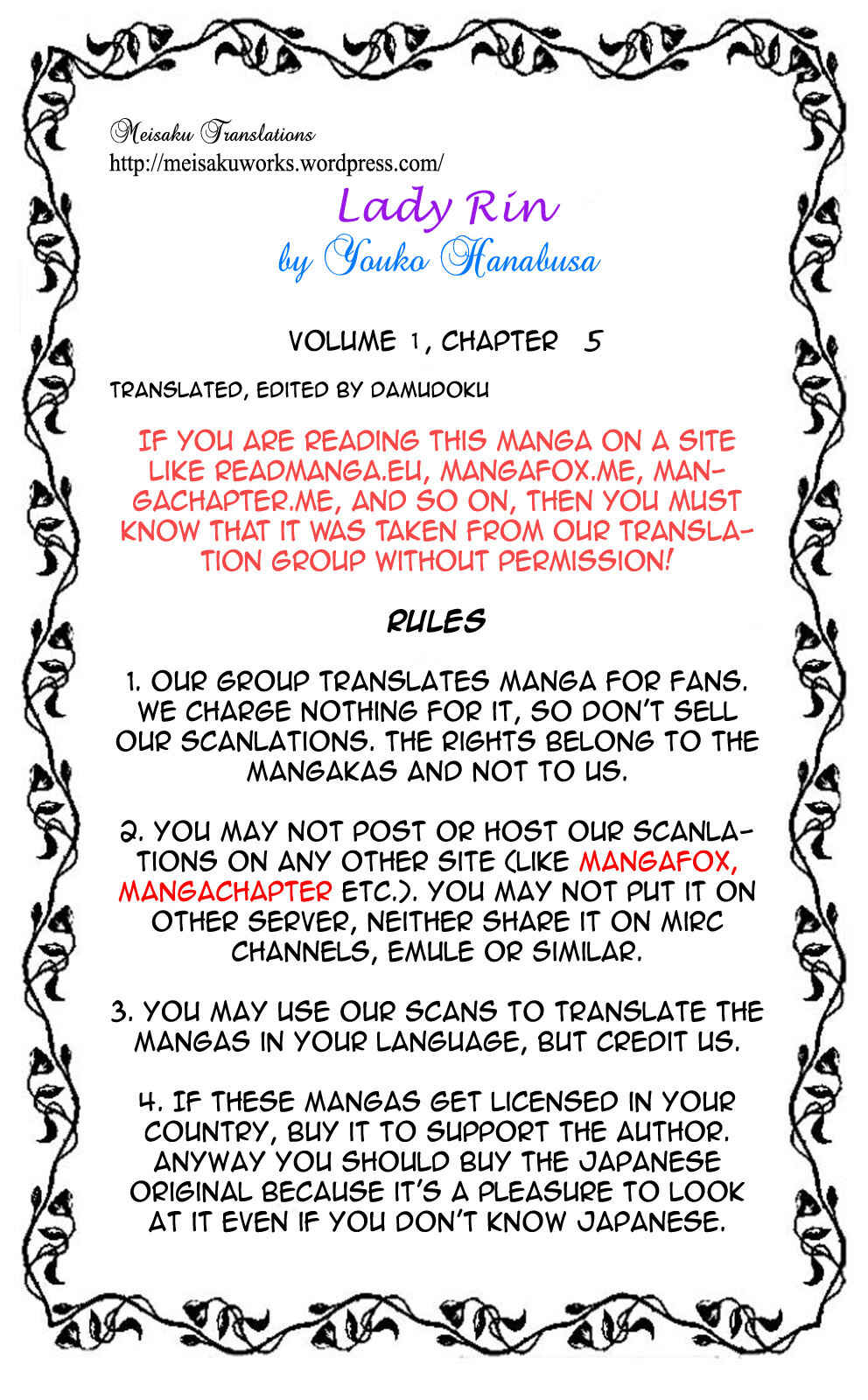 Page 1 Chapter 5 Lady Rin!