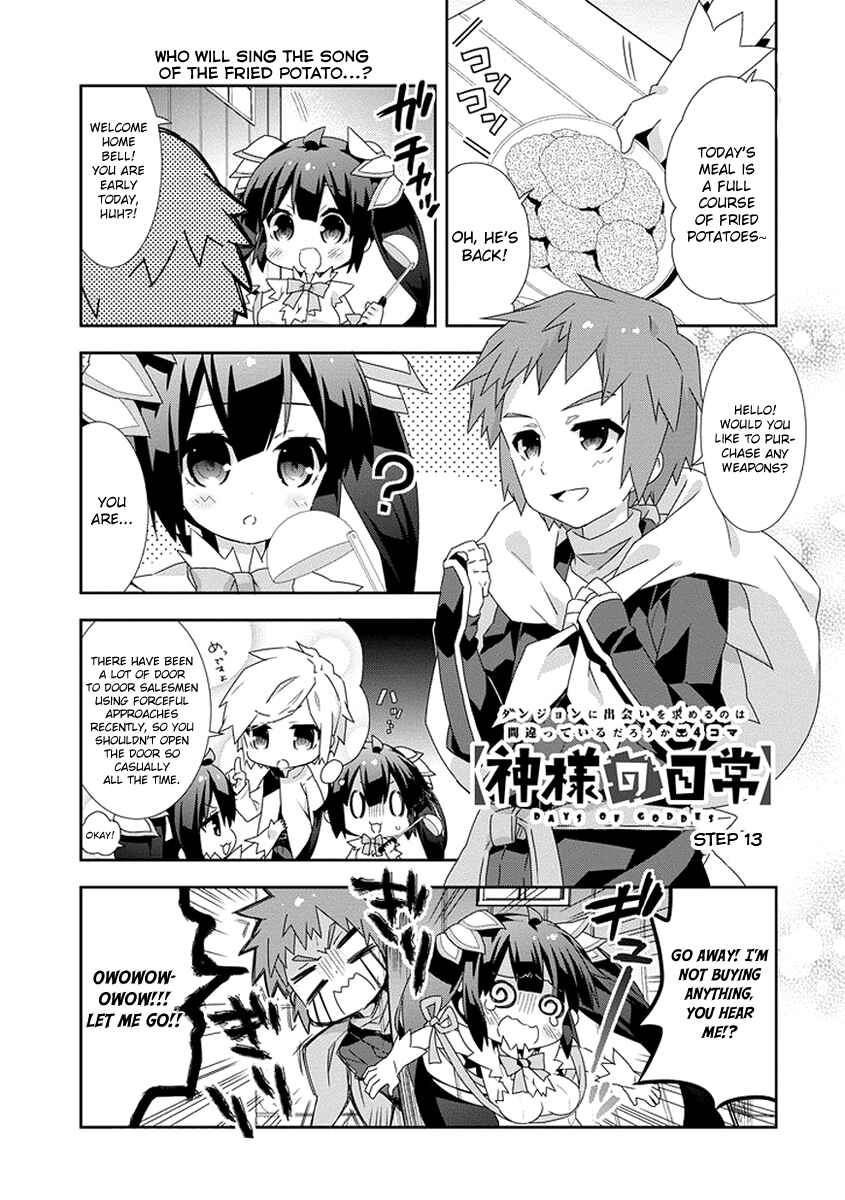 Page 1 Chapter 13 Is It Wrong to Try to Pick Up Girls in a Dungeon? Four-Panel Comic: Days of Goddess