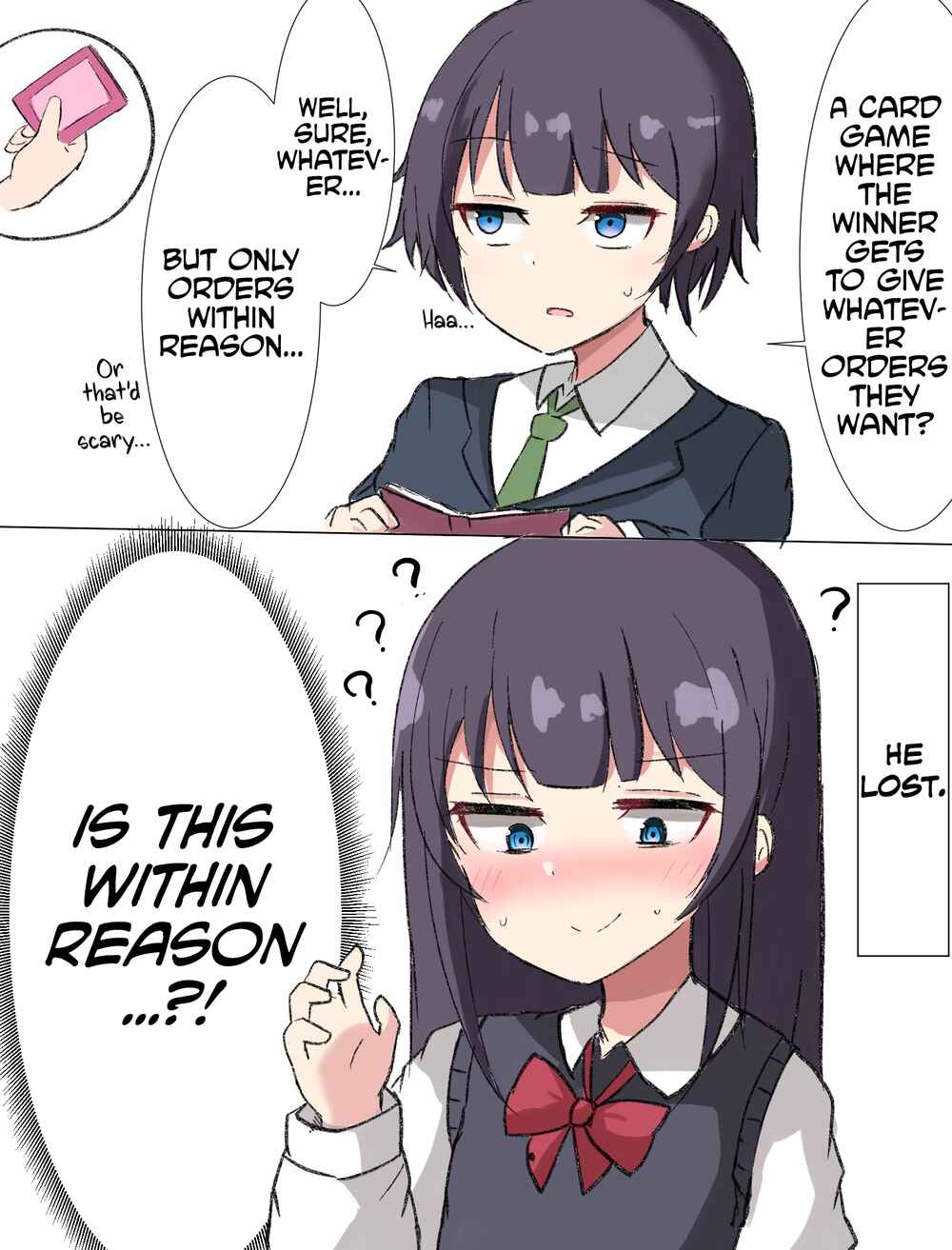 Page 1 Chapter 2 A 2-Panel Style Manga Where the Crossdressing Boy Instantly Loses.