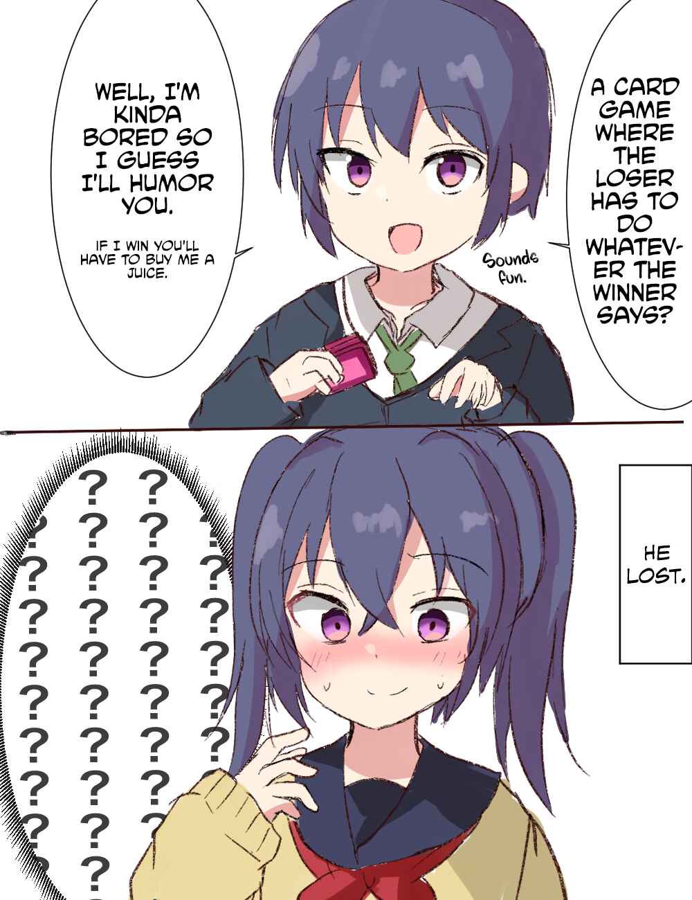 Page 1 Chapter 1 A 2-Panel Style Manga Where the Crossdressing Boy Instantly Loses.