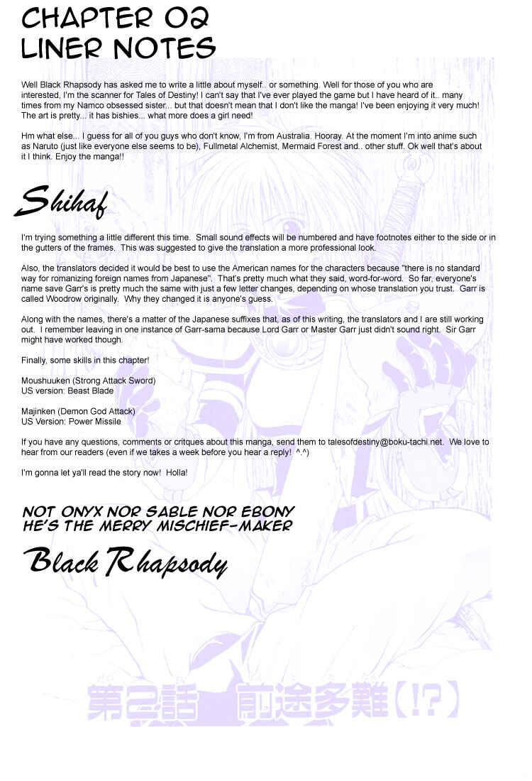 Page 1 Chapter 2 Tales of Destiny