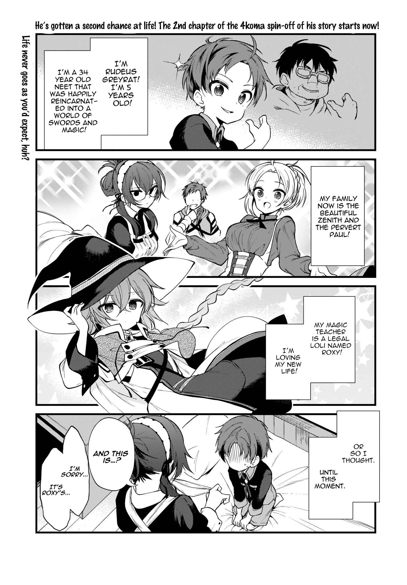 Page 1 Chapter 2 Mushoku Tensei ~4-koma ni Natte mo Honki Dasu~