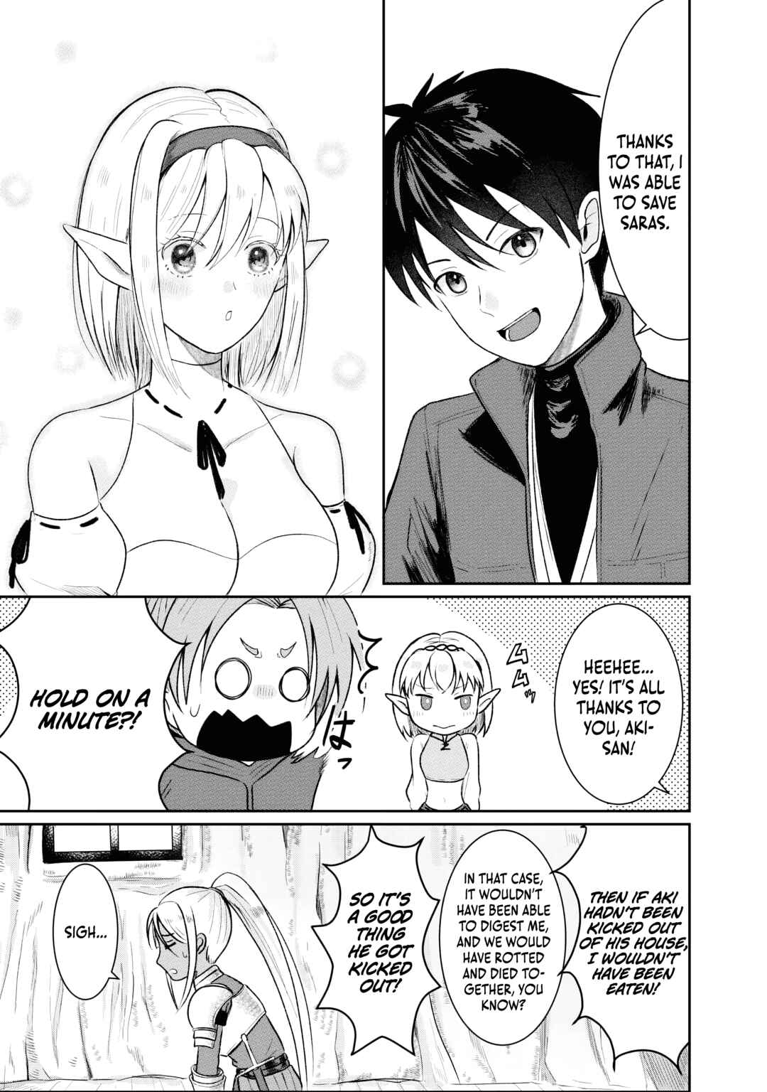 Page 4 Chapter 7 Sono Hen no Kusa demo Kuttoke to Tsuihou Sareta Munou Skill [Shokubutsugui] Mochi Tenseisha, Elf no Sato de Maboroshi no Shokubutsu wo Tabete Musou Suru