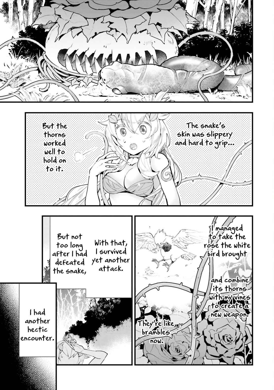 Page 4 Chapter 8 Shokubutsu Monster Musume Nikki ~Seijo datta Watashi ga Uragirareta Hate ni Aruraune ni Tensei Shite Shimatta node, kore kara wa Kougousei wo Shinagara Shizuka ni Shokubutsu Life wo Sugoshimasu~