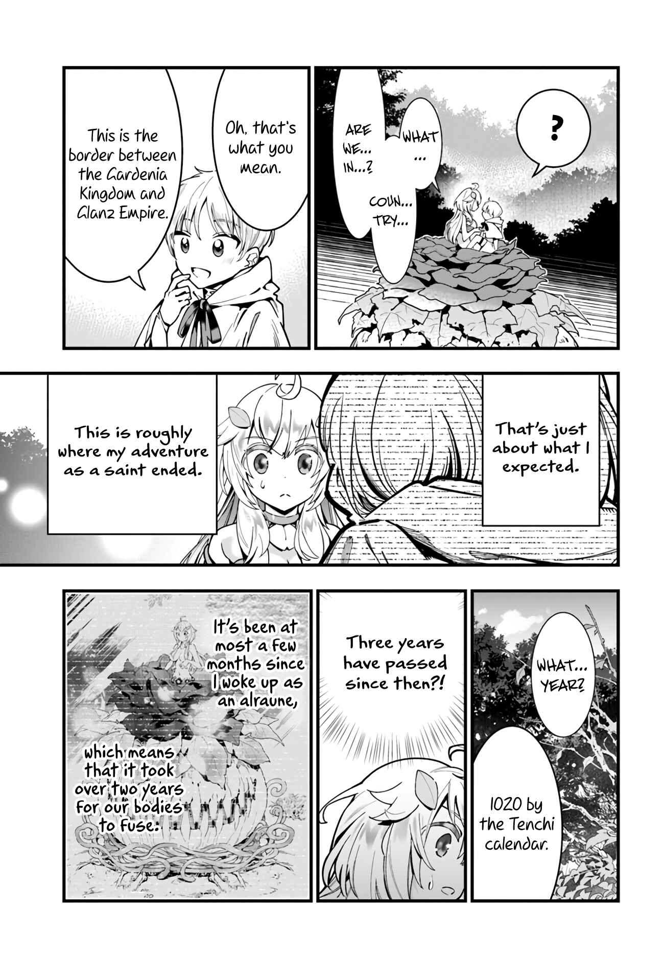 Page 14 Chapter 4 Shokubutsu Monster Musume Nikki ~Seijo datta Watashi ga Uragirareta Hate ni Aruraune ni Tensei Shite Shimatta node, kore kara wa Kougousei wo Shinagara Shizuka ni Shokubutsu Life wo Sugoshimasu~