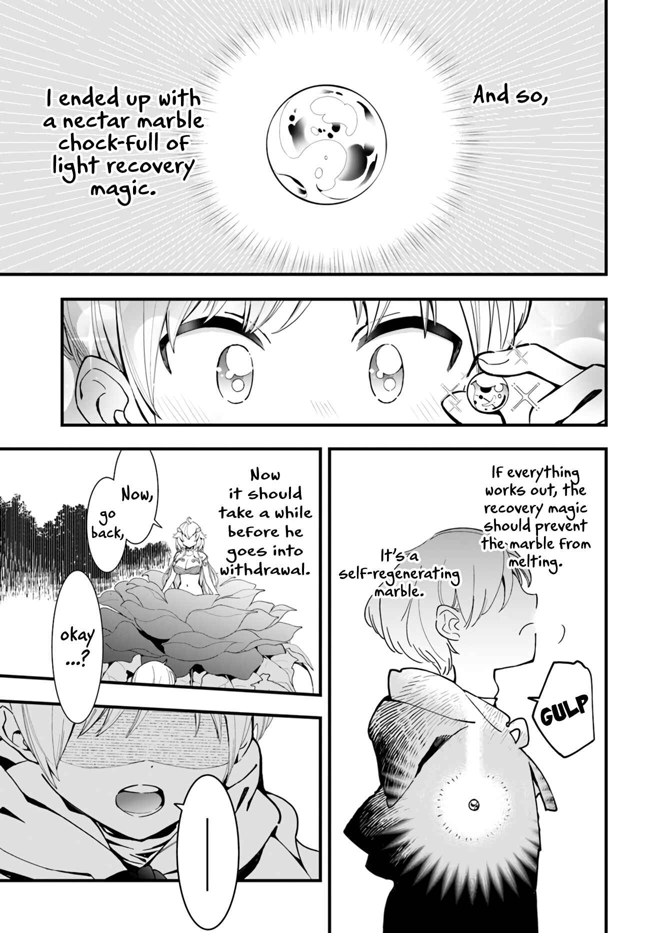 Page 28 Chapter 4 Shokubutsu Monster Musume Nikki ~Seijo datta Watashi ga Uragirareta Hate ni Aruraune ni Tensei Shite Shimatta node, kore kara wa Kougousei wo Shinagara Shizuka ni Shokubutsu Life wo Sugoshimasu~