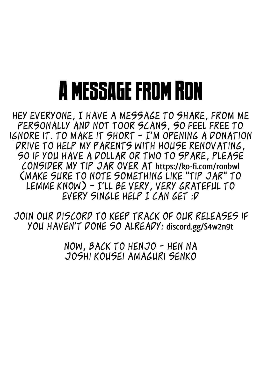Page 1 Chapter 123 Henjo ~Hen na Joshi Kousei Amaguri Senko~