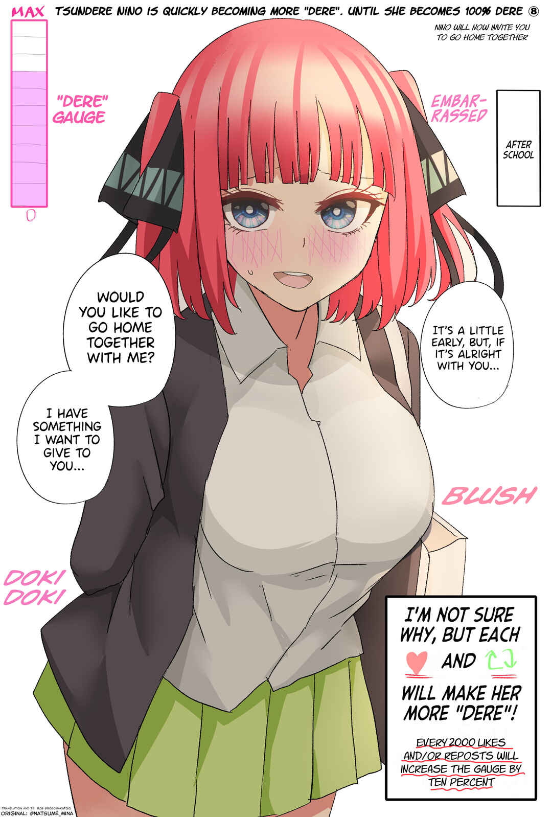 Page 1 Chapter 8 5Toubun no Hanayome - Tsundere Nino rapidly becomes more and more Dere through likes and reposts (Doujinshi)