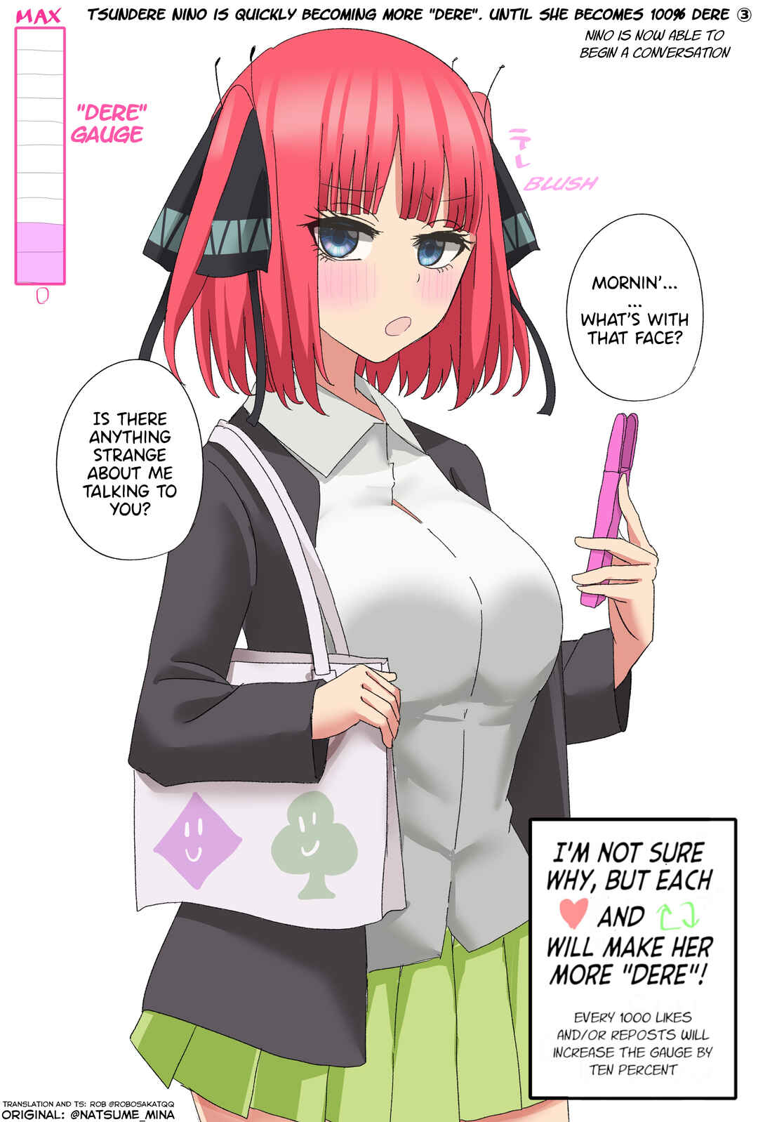 Page 1 Chapter 3 5Toubun no Hanayome - Tsundere Nino rapidly becomes more and more Dere through likes and reposts (Doujinshi)