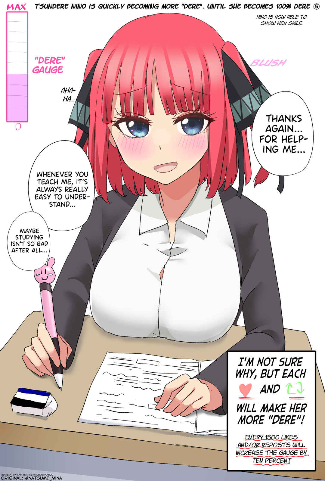 Page 1 Chapter 5 5Toubun no Hanayome - Tsundere Nino rapidly becomes more and more Dere through likes and reposts (Doujinshi)