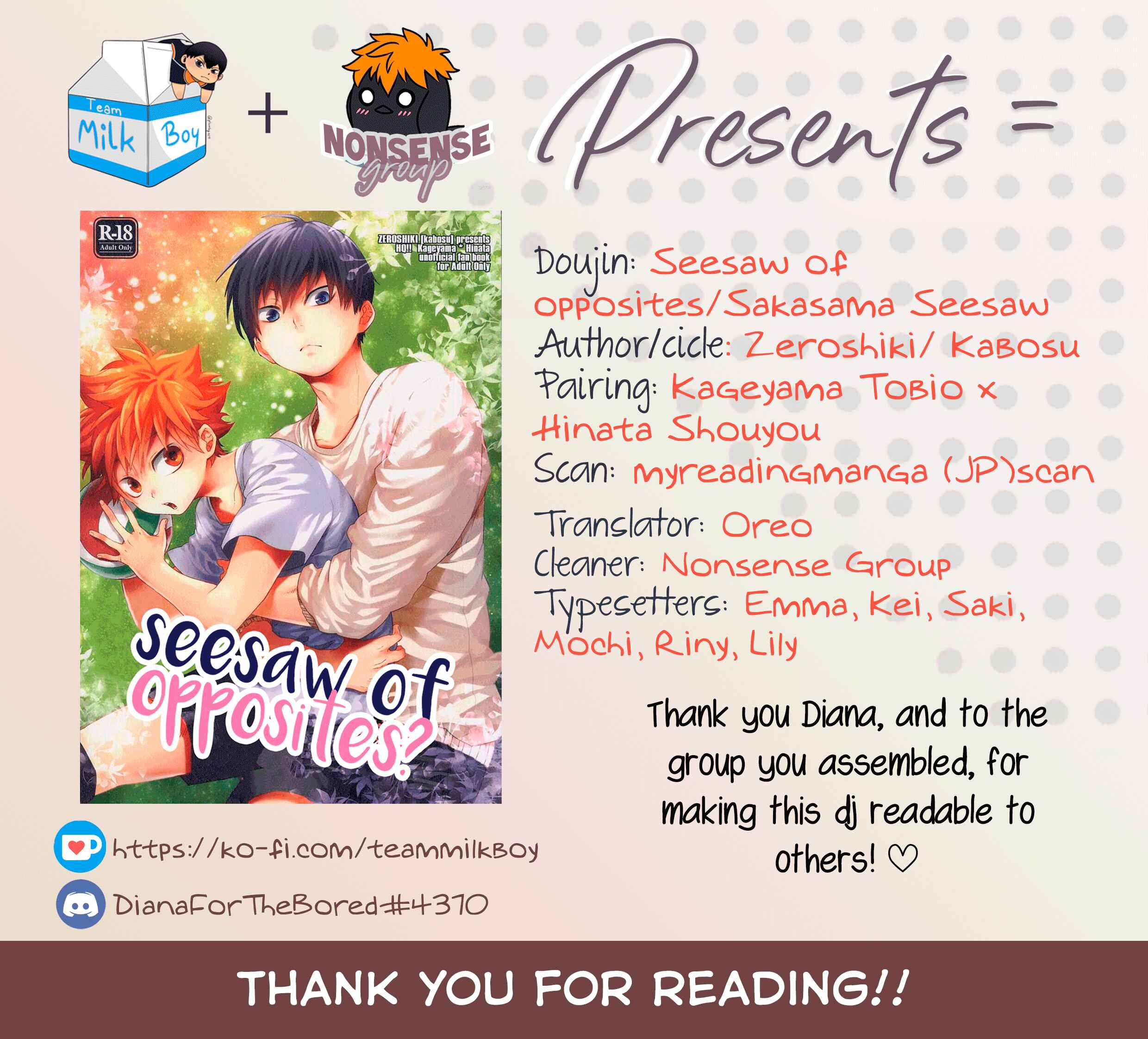 Page 1 Chapter Unknown_d886 Haikyu!! - Seesaw of Opposites (Doujinshi)