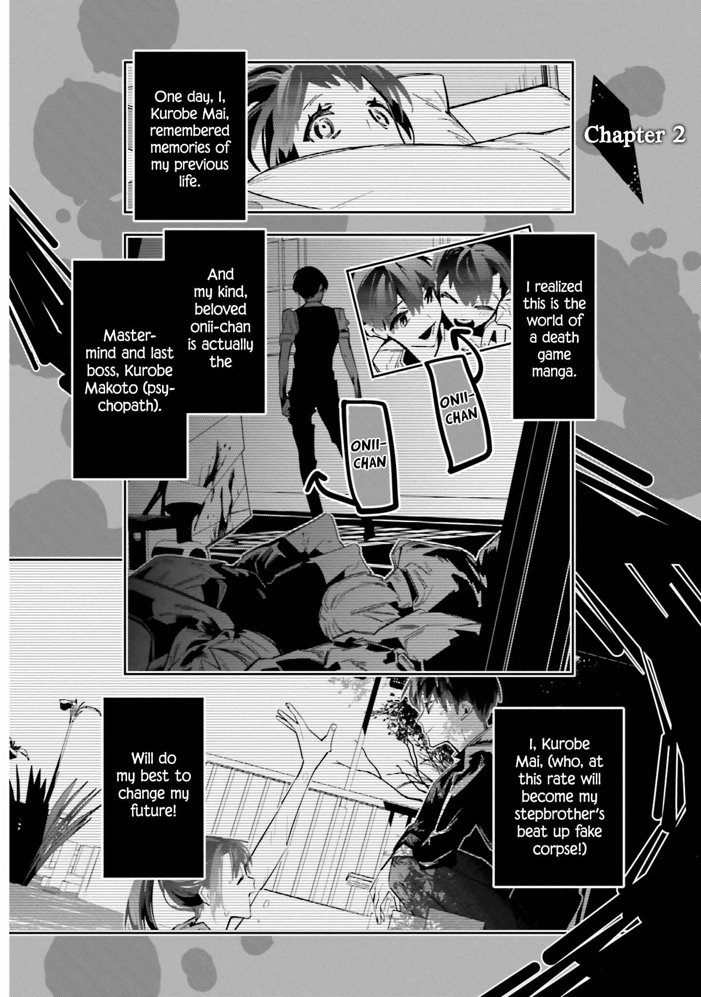 Page 1 Chapter 2 Death Game Manga no Kuromaku Satsujinki no Imouto ni Tensei shite Shippai shita