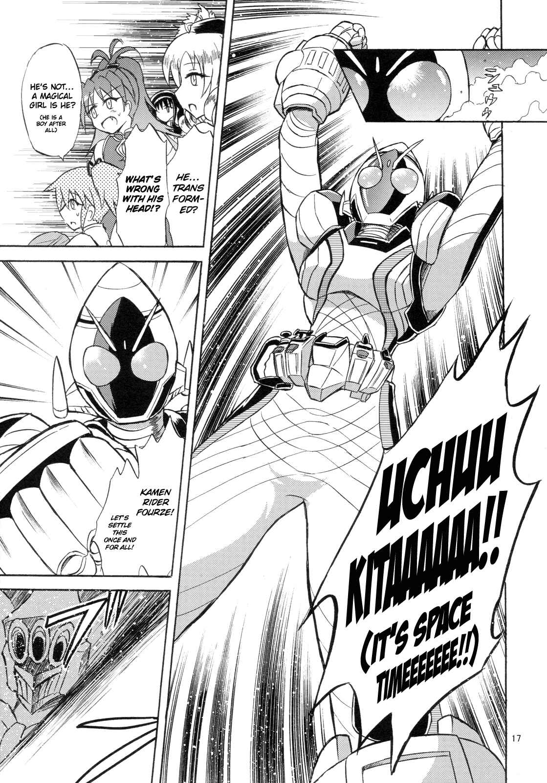 Page 16 Chapter Unknown_42ae Mahou Shoujo x Kamen Rider - Sayaka & Fourze: Mitakihara Taisen MAGIMIX (Doujinshi)