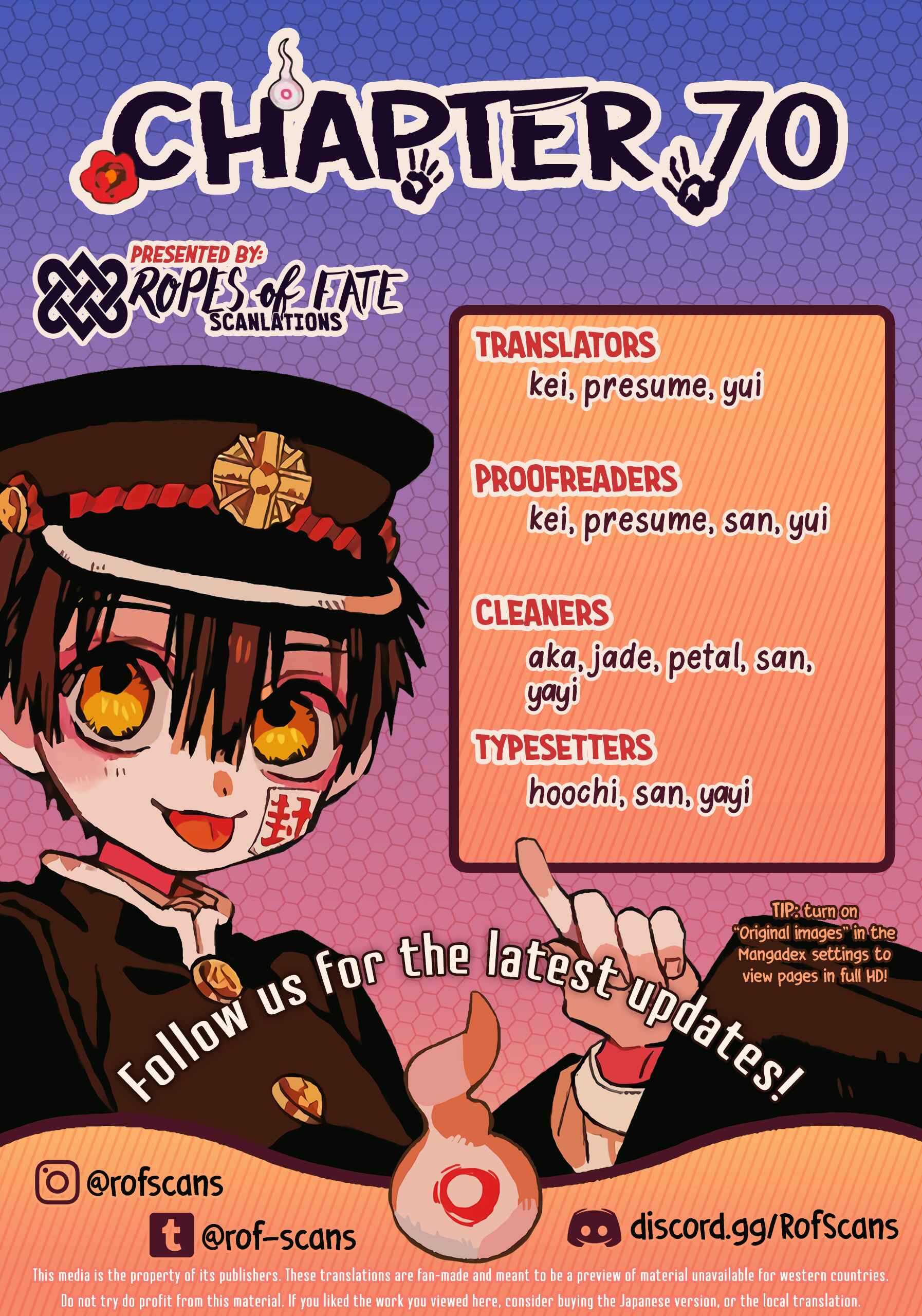 Page 1 Chapter 70 Jibaku Shounen: Hanako-kun