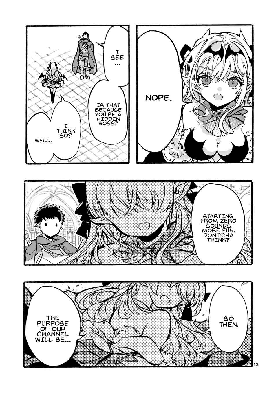 Page 13 Chapter 2.1 Yamiochi Yuusha no Haishin Haishin ~Tsuihousare, Kakushi Boss Beya ni Hourikomareta Kekka, Boss to Tansakushagari Haishin wo Hajimeru~