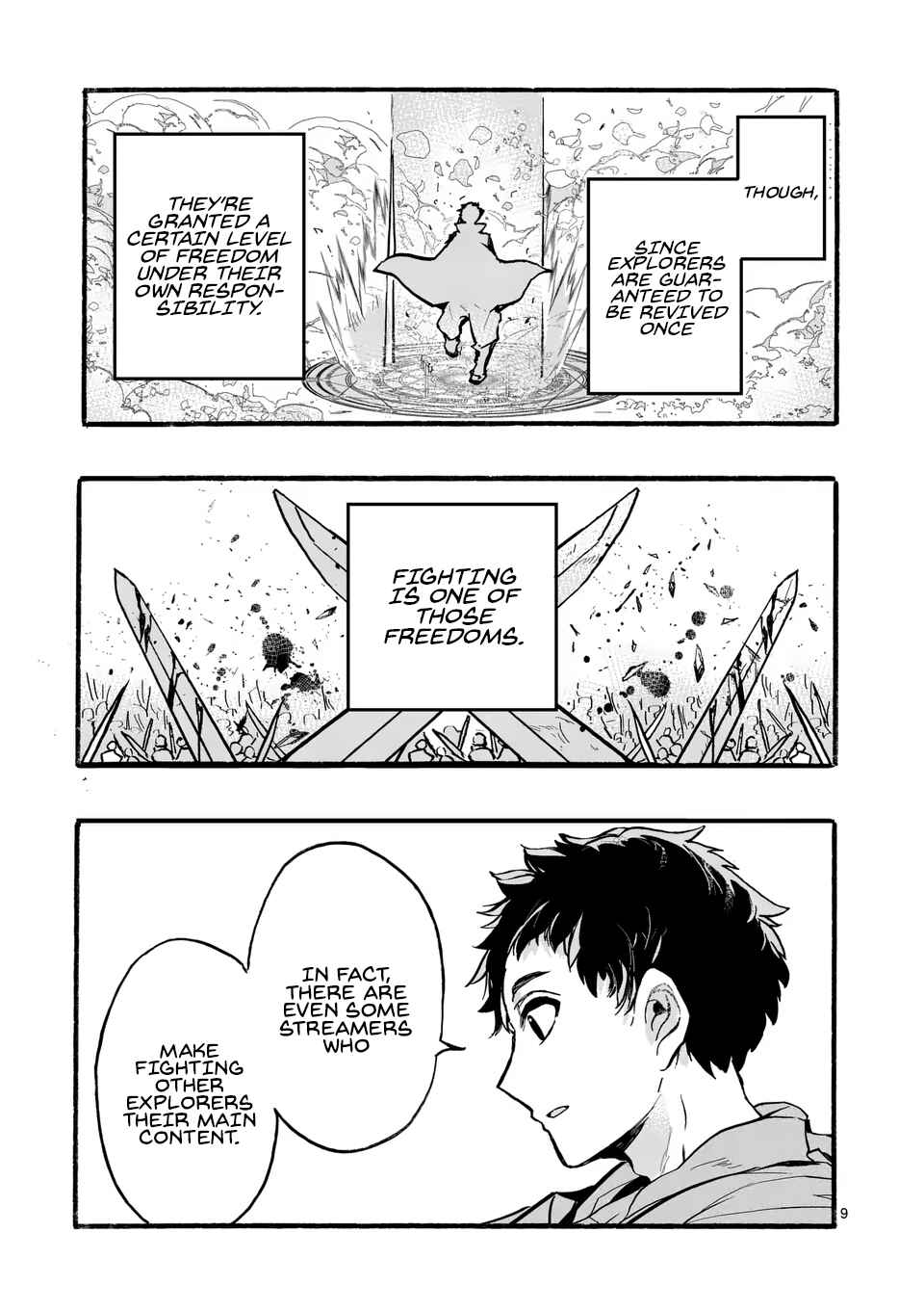 Page 9 Chapter 2.1 Yamiochi Yuusha no Haishin Haishin ~Tsuihousare, Kakushi Boss Beya ni Hourikomareta Kekka, Boss to Tansakushagari Haishin wo Hajimeru~
