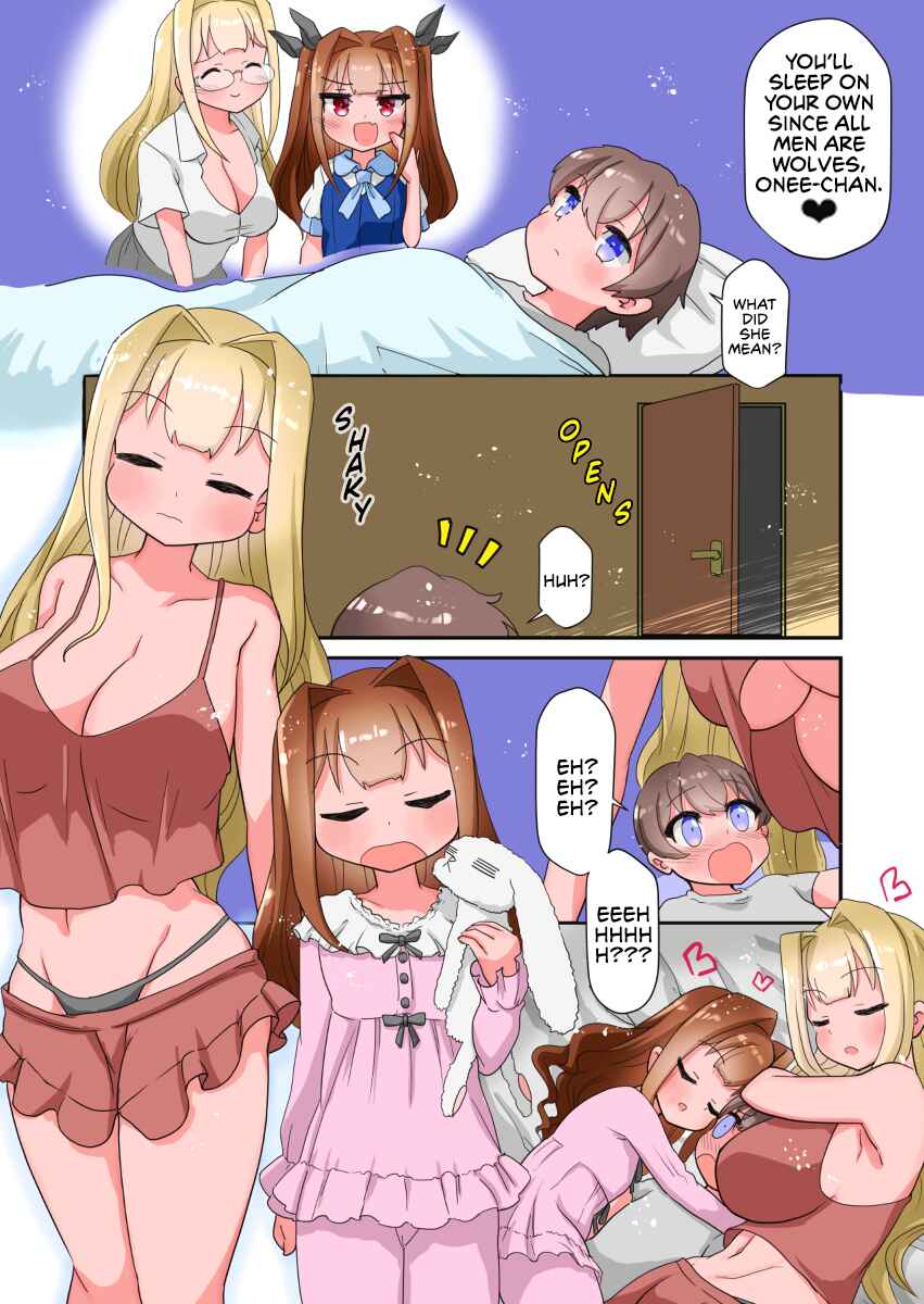 Page 1 Chapter 1 Tsurego Shimai ni Iroiro Hasamarete Nemurenai