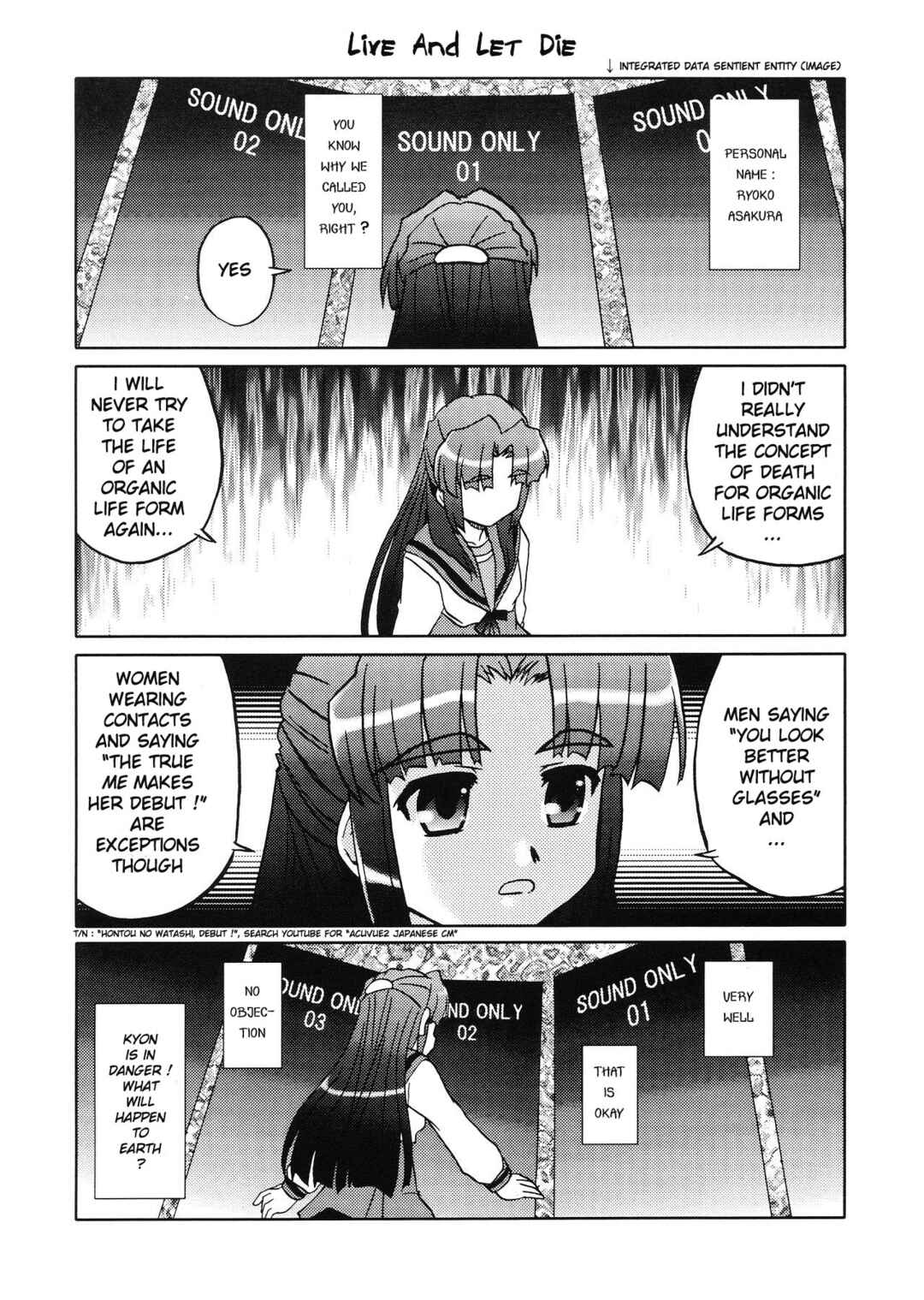 Page 4 Chapter Unknown_445c Suzumiya Haruhi no Yuutsu - Bannou Bunka Asakura Ryoko (Doujinshi)