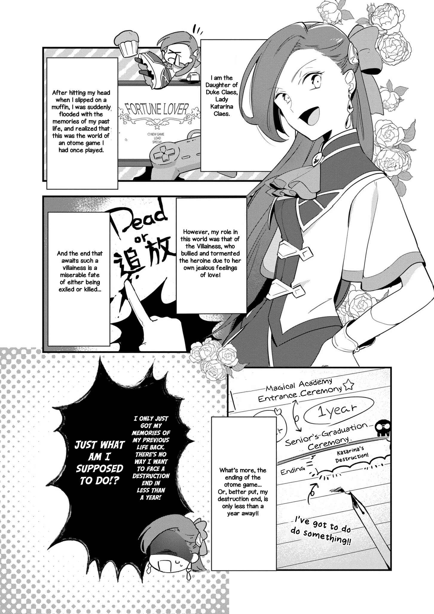 Page 1 Chapter 2 Otome Game no Hametsu Flag shika nai Akuyaku Reijou ni Tensei shite shimatta... Zettai Zetsumei! Hametsu Sunzen Hen