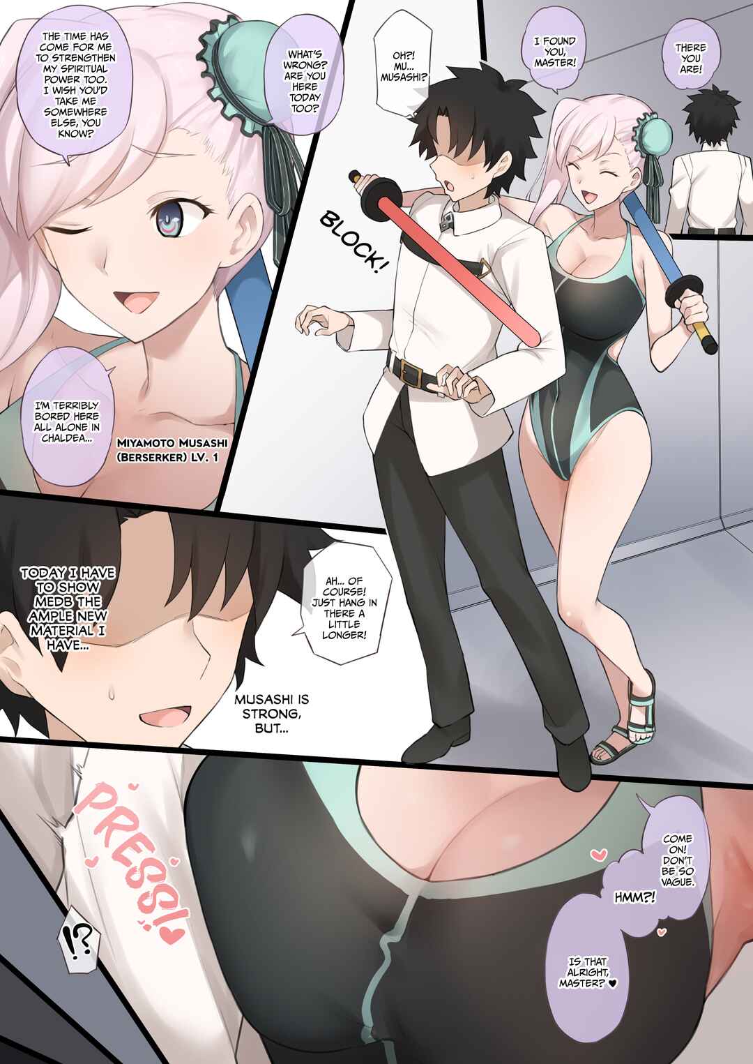 Page 1 Chapter Unknown_d371 Fate/Grand Order - Mizugi Musashi ni Mitsugigasareta Ue ni Kokujin Dekachinpo NTR Douga de Medb ni Chinpo Shibakareru Manga (Doujinshi)