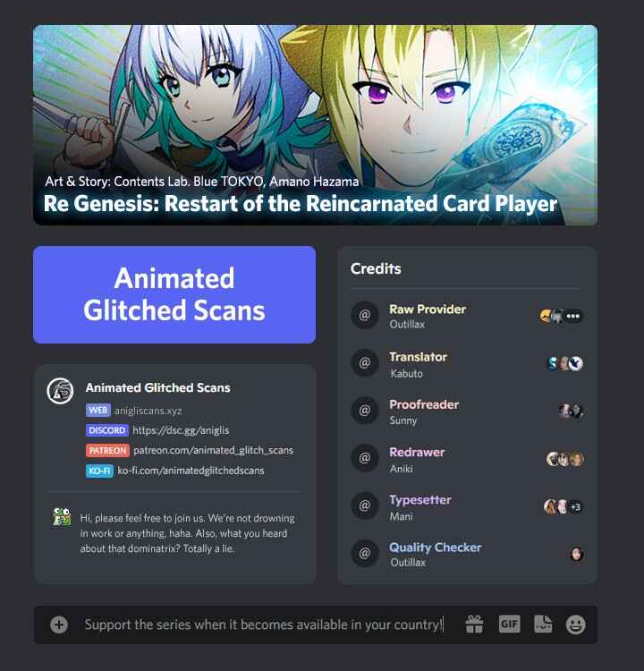 Page 1 Chapter 6 Re Genesis: Restart of the Reincarnated Card Player