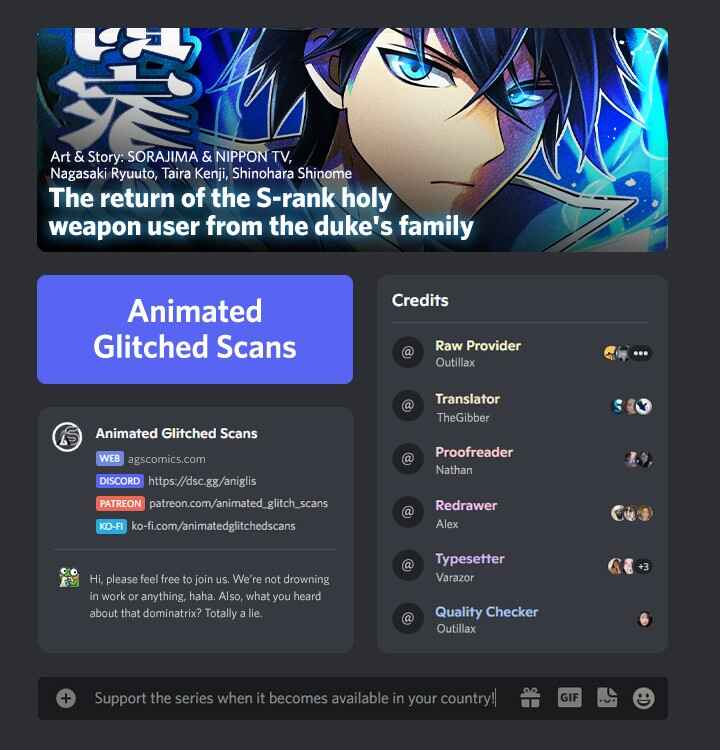 Page 1 Chapter 2 The Return of the S-Rank Holy Weapon User From the Duke’s Family