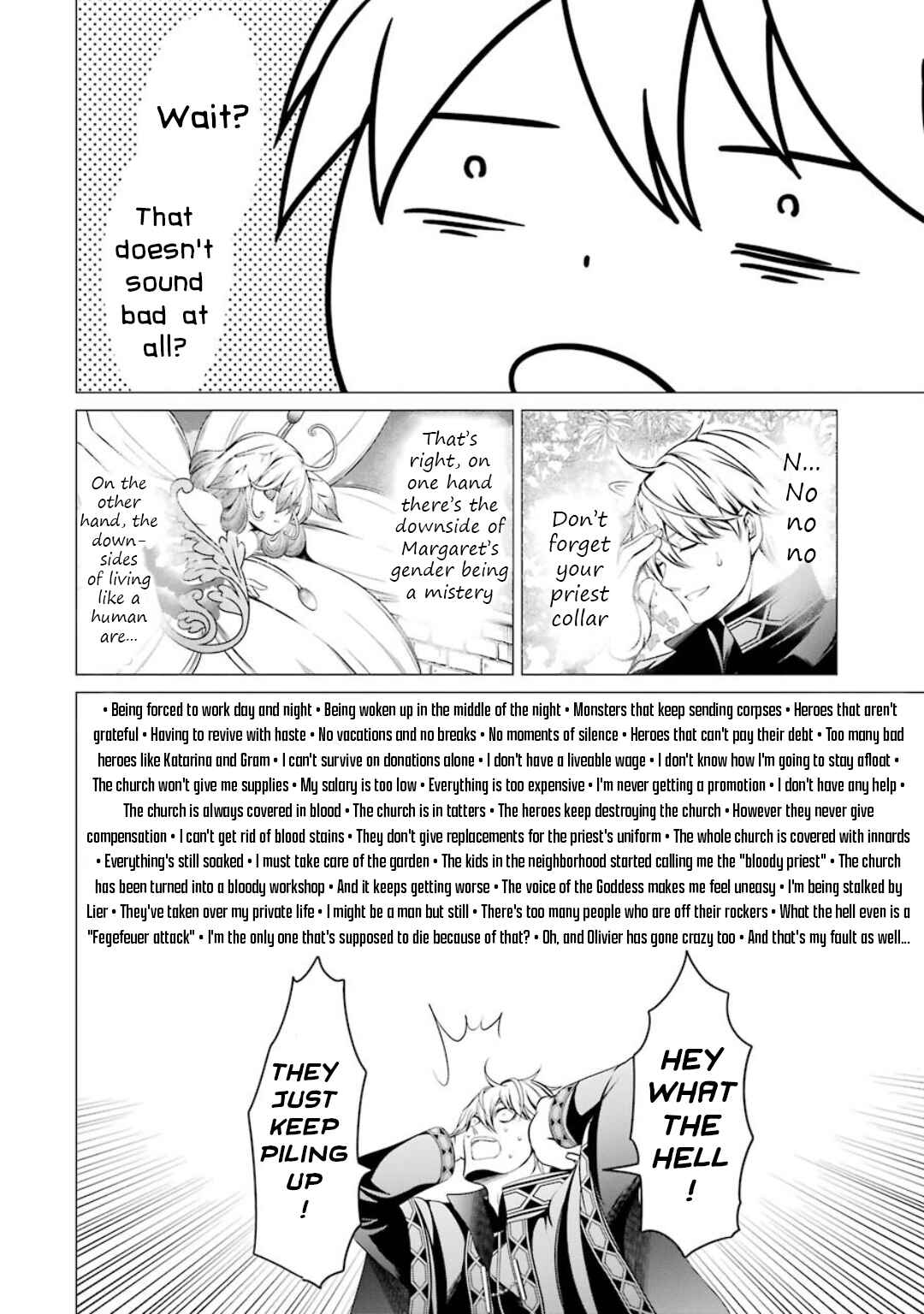 Page 18 Chapter 5 Im Working at the Church as a Priest, but I Want to Be Cut Some Slack from the Mutilated Bodies of the Heroes that Keep Getting Sent to Me