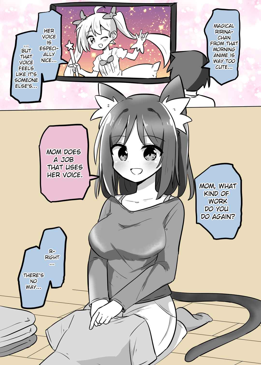 Page 1 Chapter 4 Asa Okitara Okaa-san ga Neko ni Natteta