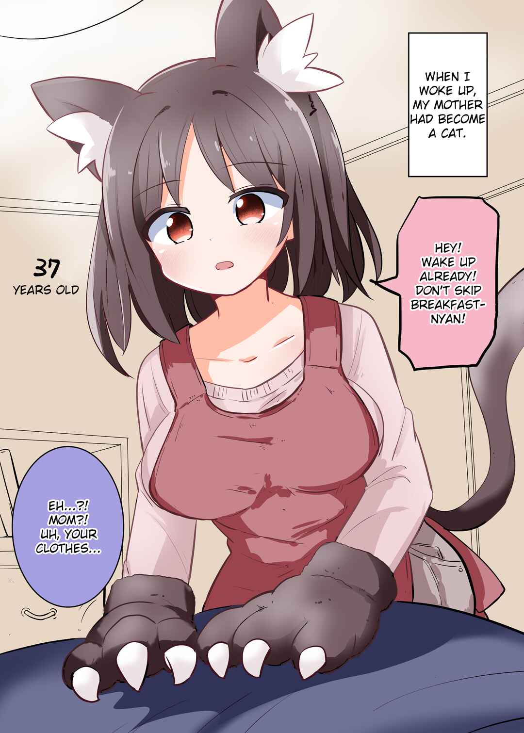Page 1 Chapter 1 Asa Okitara Okaa-san ga Neko ni Natteta