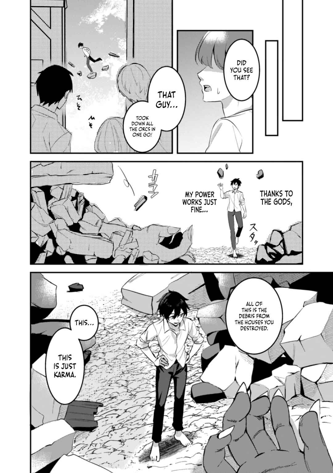 Page 27 Chapter 2 Hazure Skill Nendouryoku (Tadashi Level MAX) de Musou suru ~Te wo Kazasu Dake desu. Eishou to ka Hissatsu Waza to ka Irimasen. Nenjiru Dake de Taosemasu~