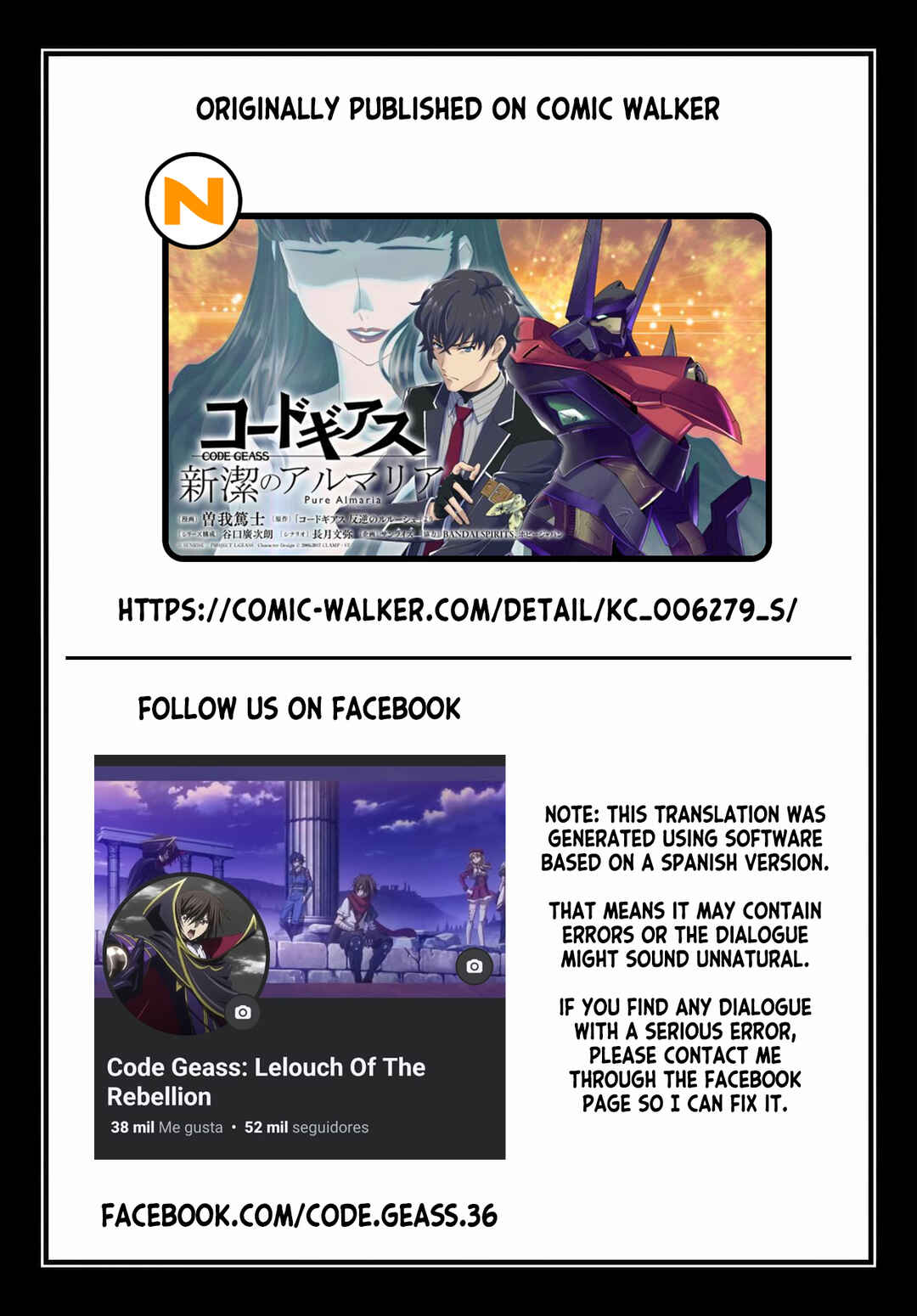 Page 20 Chapter 6 Code Geass: Pure Almaria