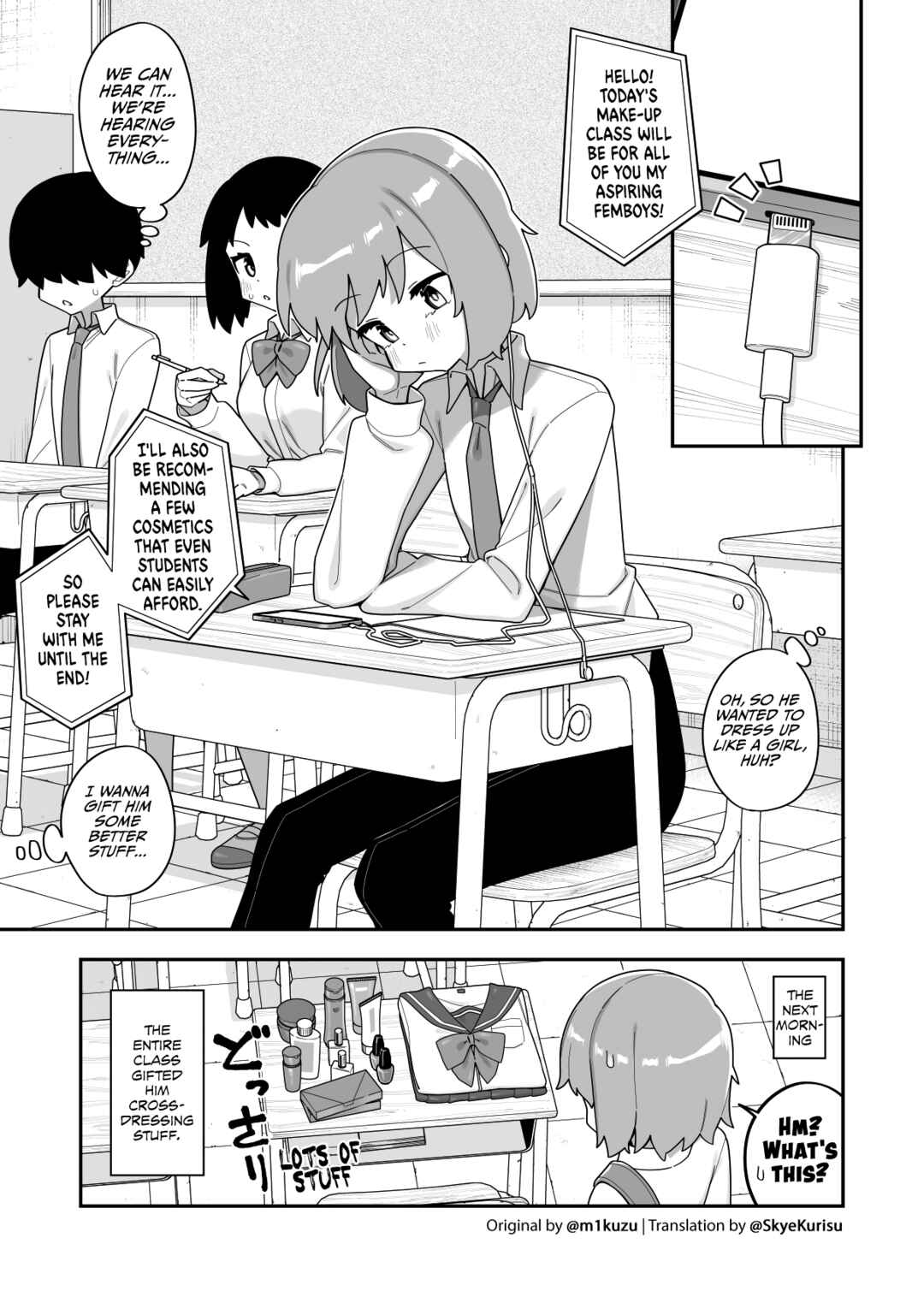 Page 1 Chapter Unknown_56bf A boy who failed to plug-in his earphones is exposed as a femboy.