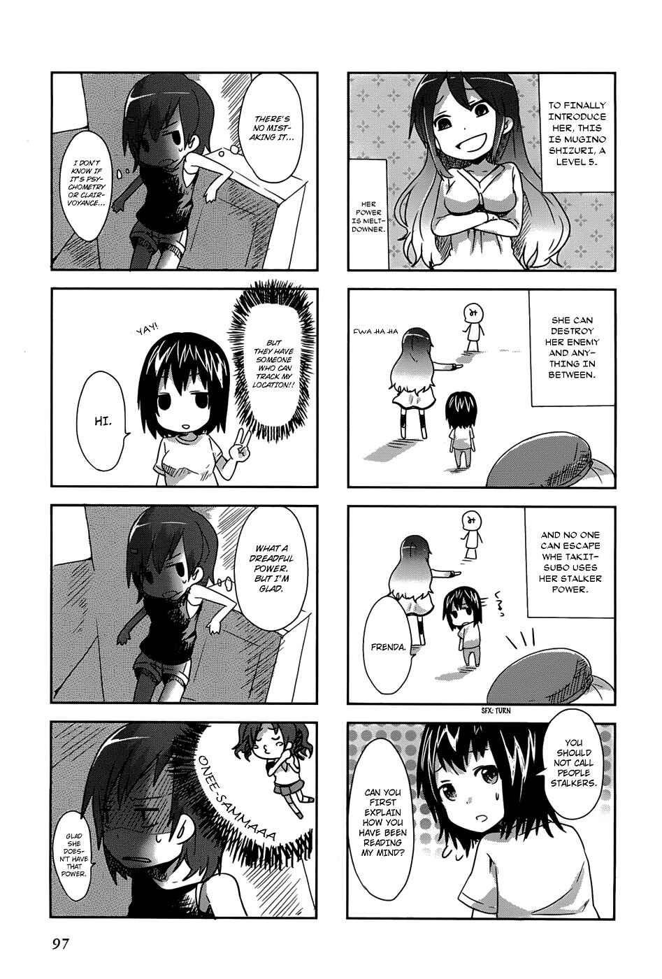 Page 8 Chapter 13 4-koma Koushiki Anthology - Toaru Kagaku no Railgun x Toaru Majutsu no Index
