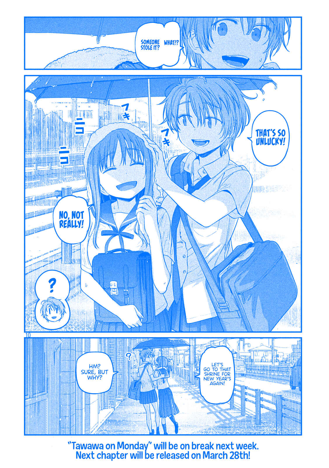 Page 10 Chapter 42 Getsuyoubi no Tawawa (Blue) (Fan Colored)