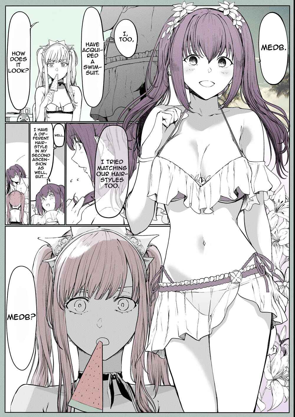 Page 1 Chapter Unknown_0b01 Fate/Grand Order - Medb Sees Skadis Swimsuit (Doujinshi)