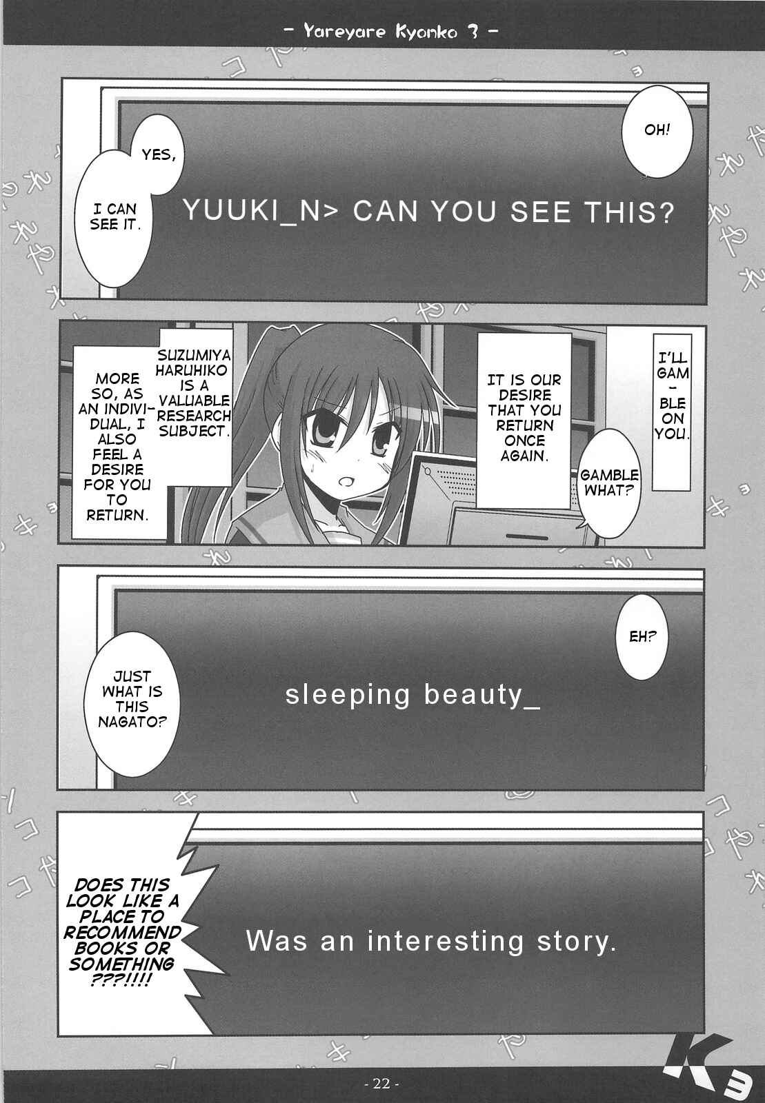 Page 21 Chapter 3 Suzumiya Haruhi no Yuuutsu - Yareyare Kyonko (Doujinshi)