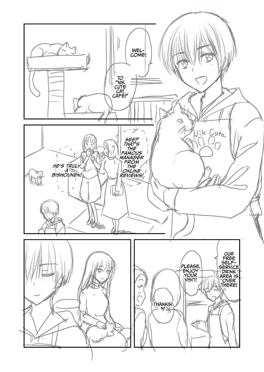 Page 1 Chapter 1 The Charismatic Cat Café Manager (who dresses as a guy) and the Frequent Customer (who dresses as a) Lady
