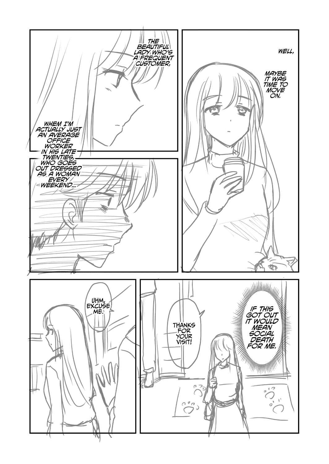 Page 4 Chapter 1 The Charismatic Cat Café Manager (who dresses as a guy) and the Frequent Customer (who dresses as a) Lady