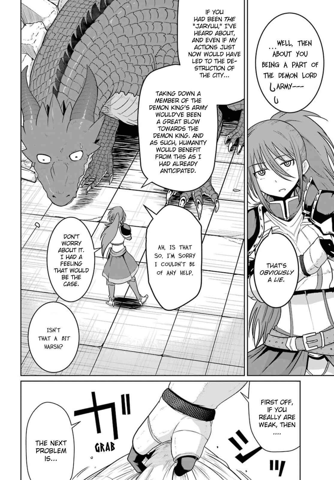 Page 28 Chapter 4 Yowai 5000-nen no Soushoku Dragon, Iware naki Jaryuu Nintei: Yada Kono Ikenie, Hito no Hanashi wo Kiite Kurenai