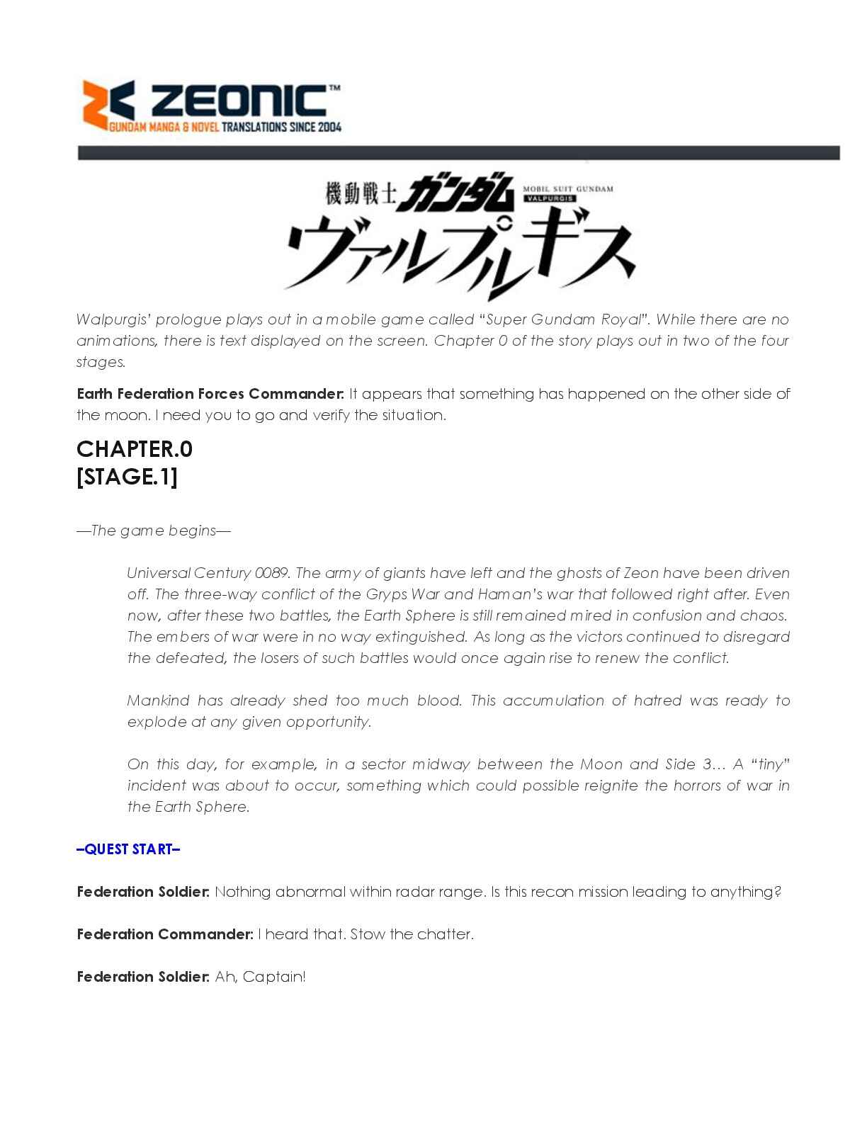 Page 3 Chapter 0 Mobile Suit Gundam: Walpurgis