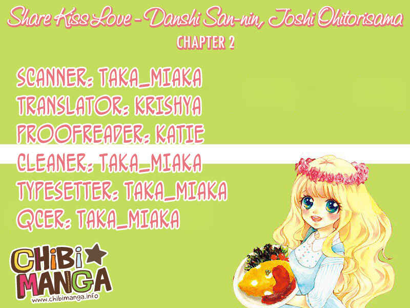 Page 1 Chapter 2 Share Kiss Love - Danshi San-nin, Joshi Ohitorisama