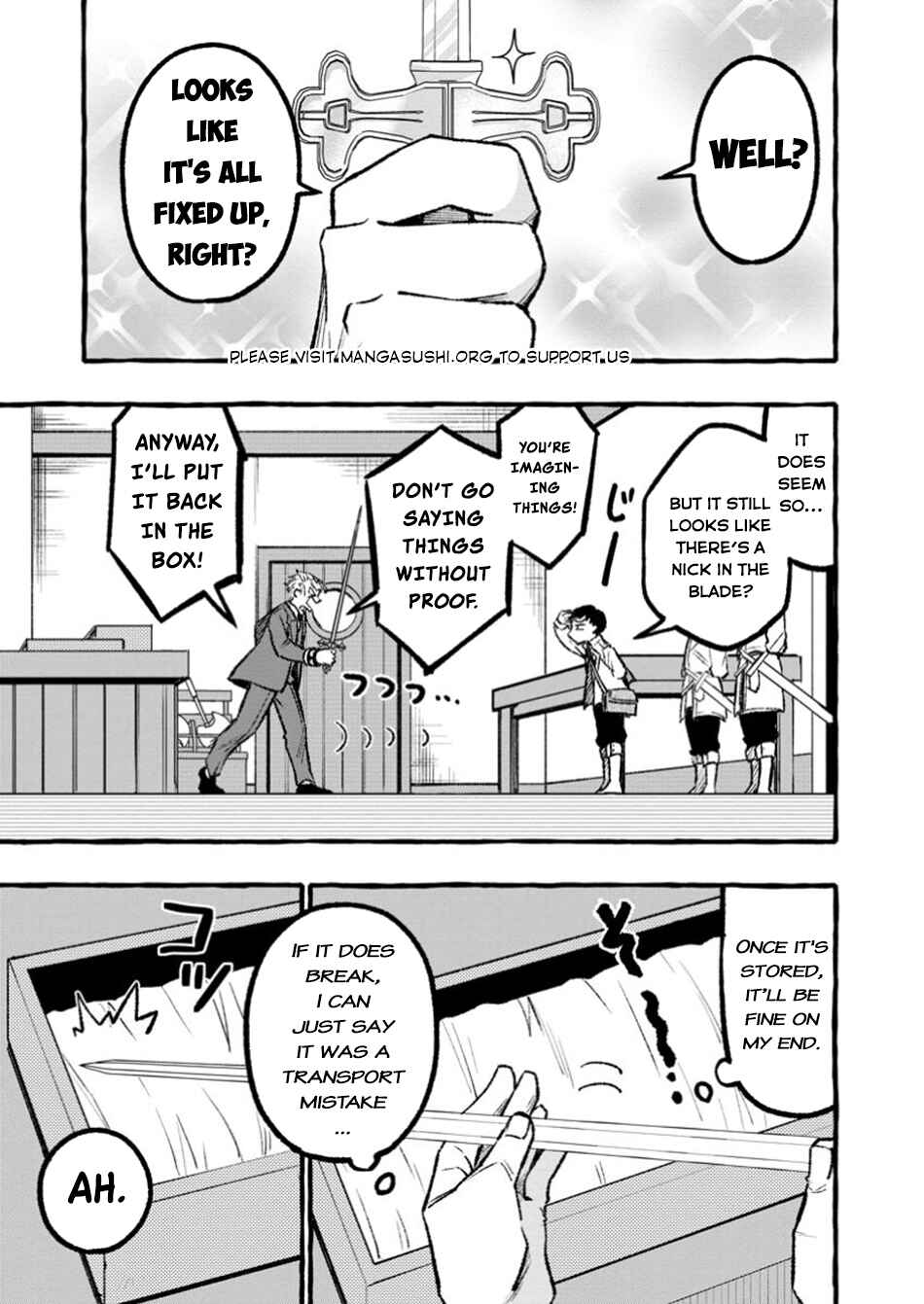Page 6 Chapter 2.2 Tsuihou Sareta Ossan Kajishi, Nazeka Densetsu no Daimyouko ni Naru ~Mukashi Omocha no Buki o Tsukutteageta Kodomotachi ga Zenin Eiyuu ni Natteita~